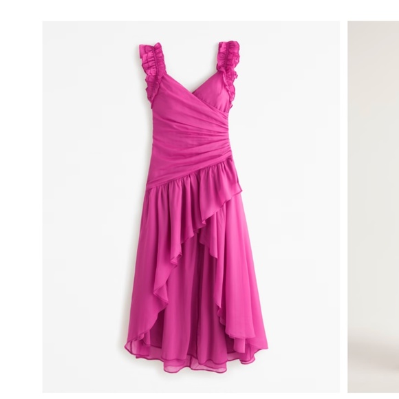 Abercrombie Pink Ruffle Strap High-Low Maxi Dress - Picture 3 of 14